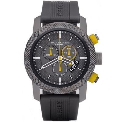 Burberry Bu7713 Chronograph Cinza Pulseira De Borracha